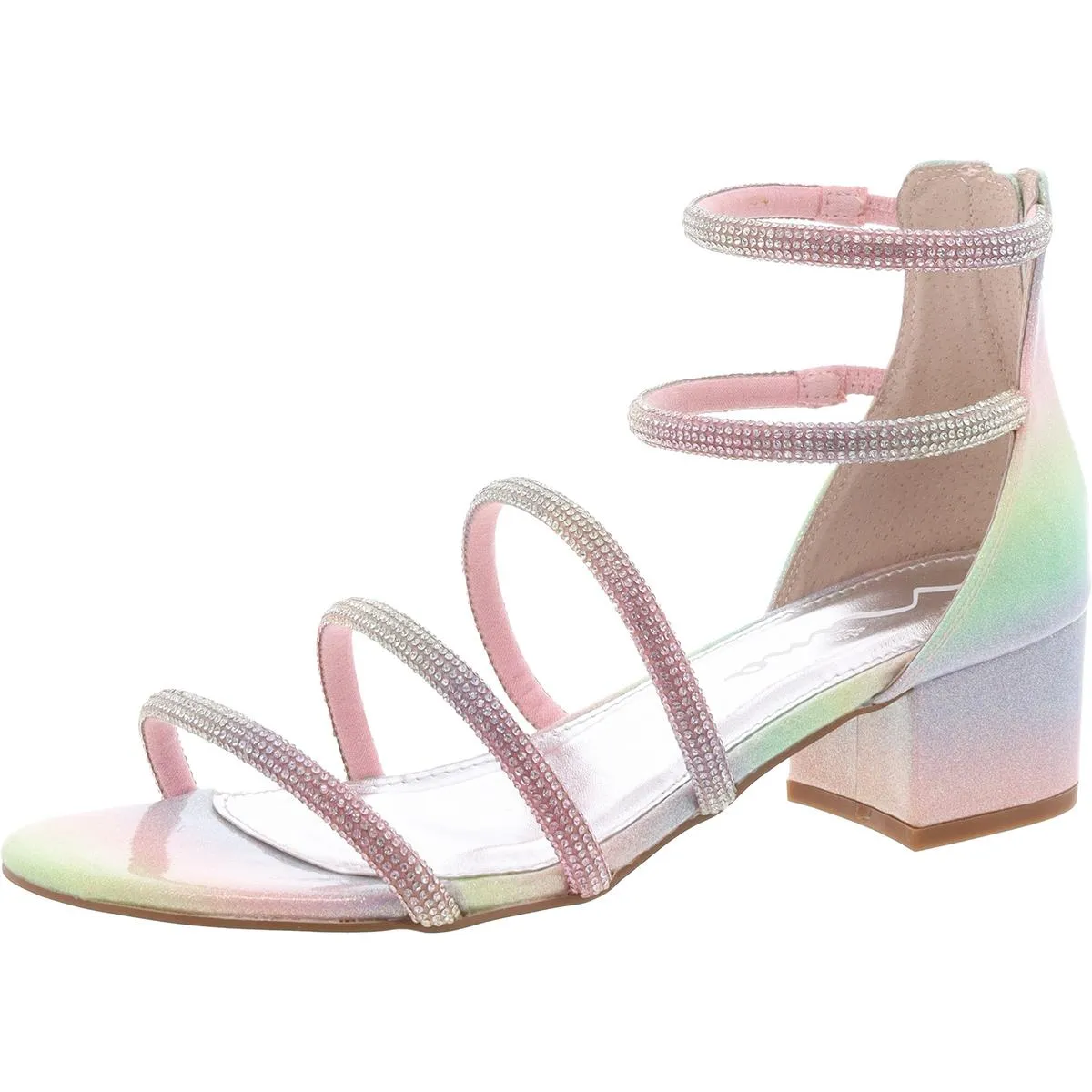 Womens Embellished Patent Leather Block Heels