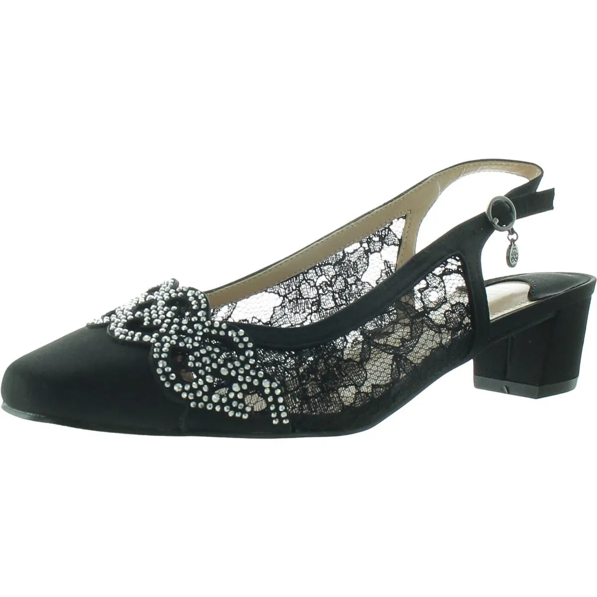 Womens Embellished Satin Slingback Heels