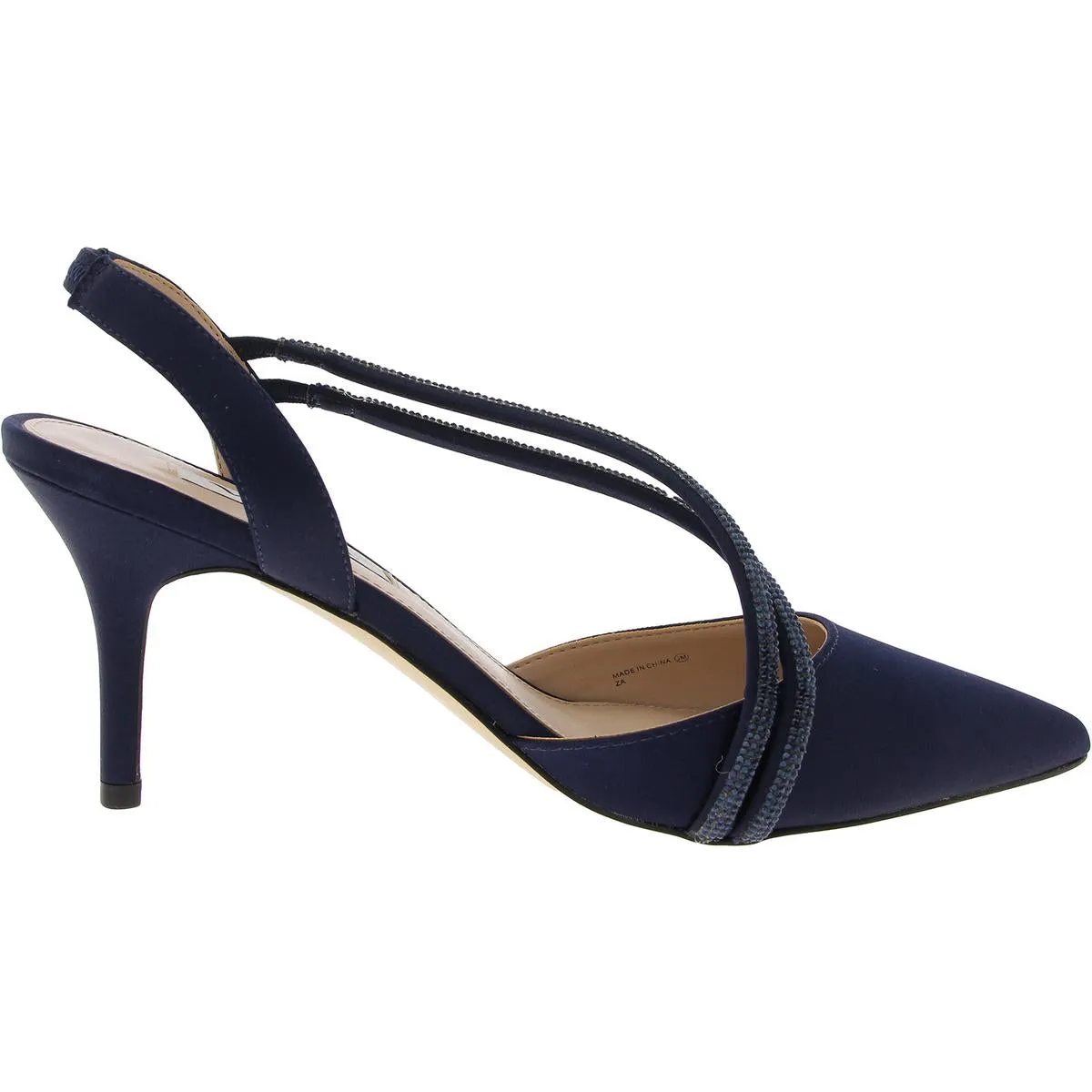 Womens Embellished Satin Slingback Heels