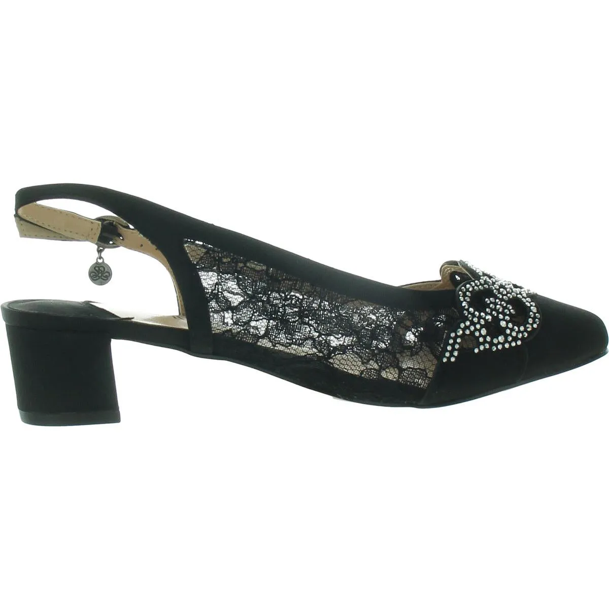 Womens Embellished Satin Slingback Heels