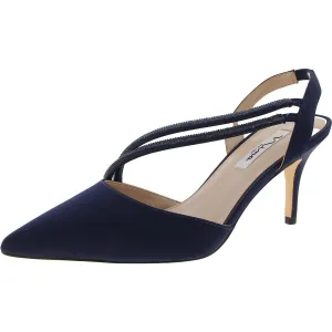Womens Embellished Satin Slingback Heels