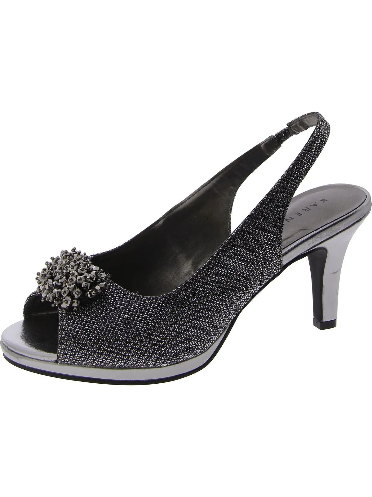 Womens Embellished Slip-On Slingback Heels