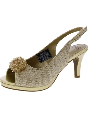 Womens Embellished Slip-On Slingback Heels