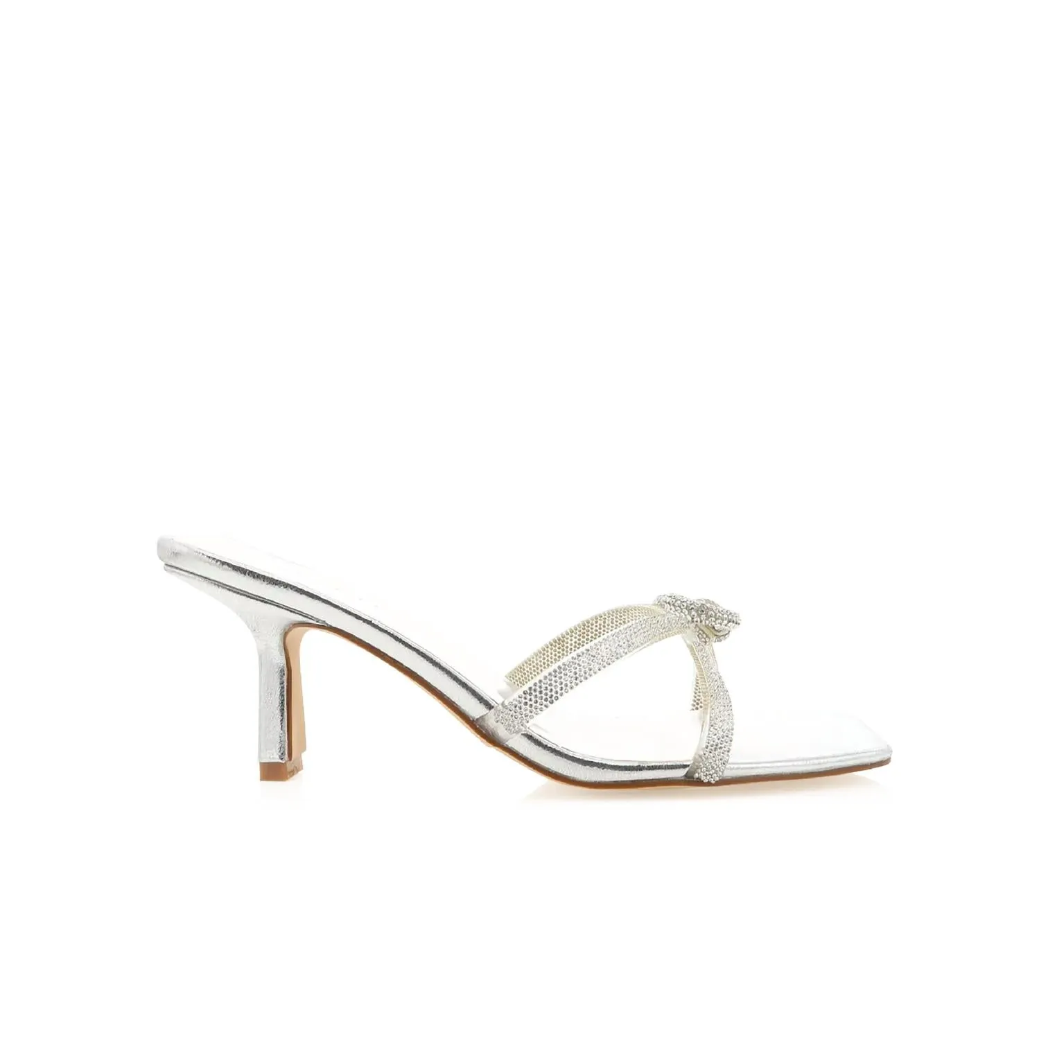 Women's Fabia Bow Heels In Silver Metallic Diamante