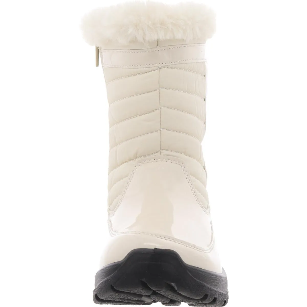 Womens Faux Fur Patent Booties