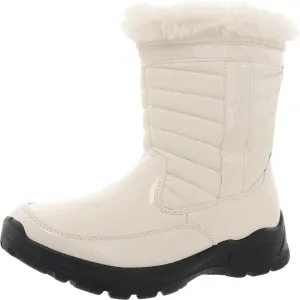 Womens Faux Fur Patent Booties