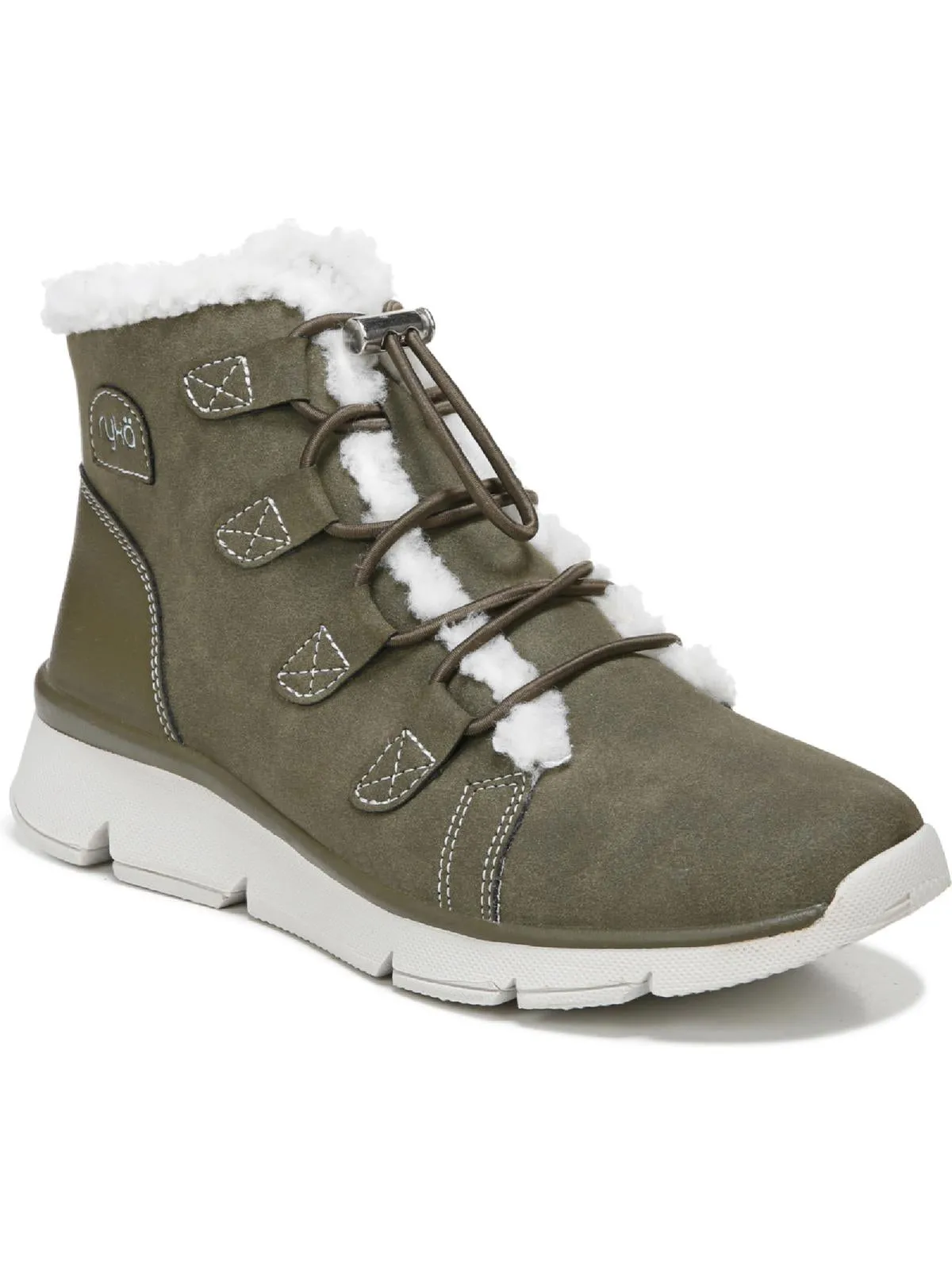 Womens Faux Leather Faux Fur Hiking Boots