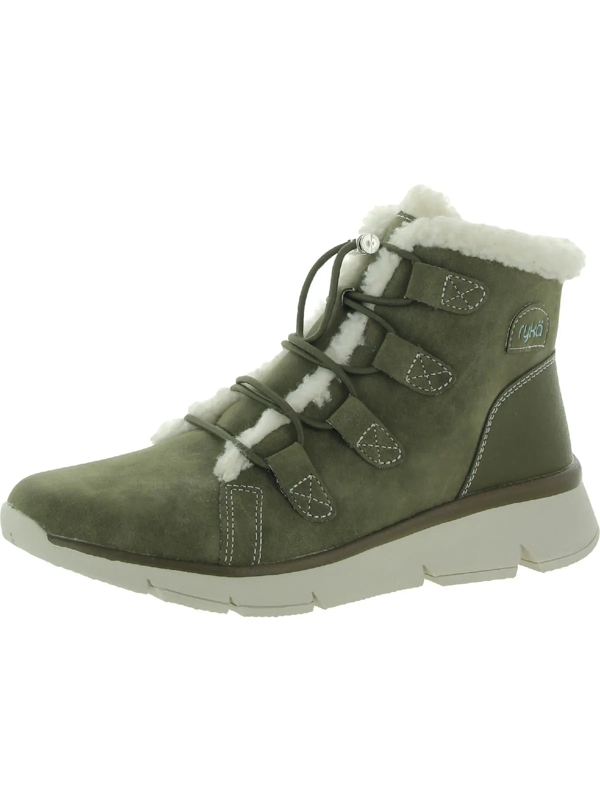 Womens Faux Leather Faux Fur Hiking Boots