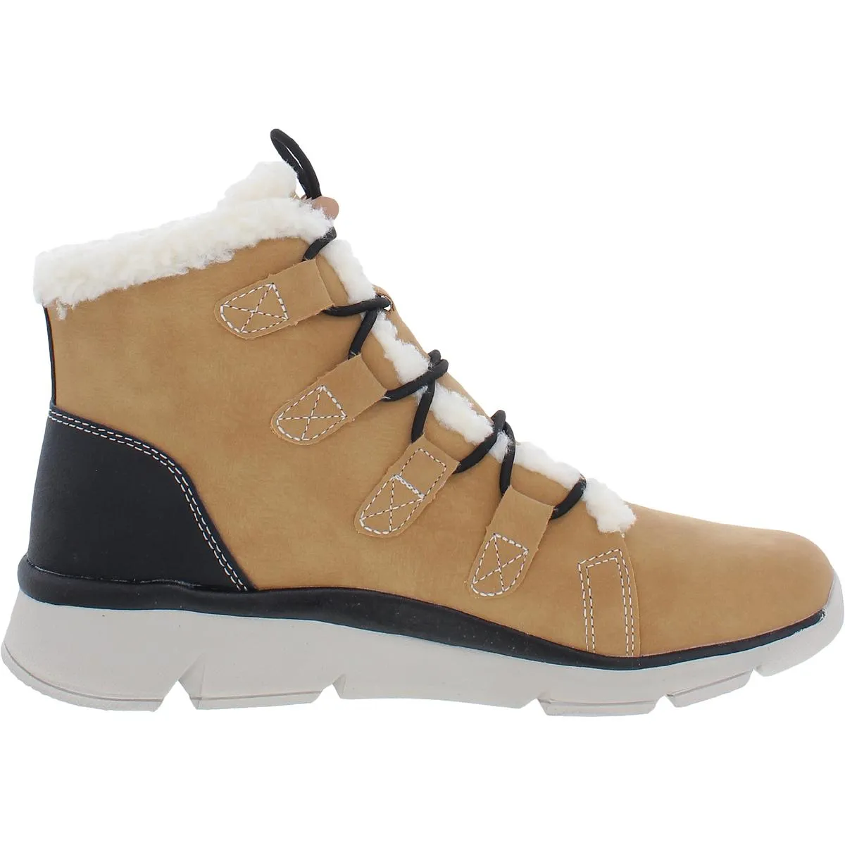 Womens Faux Leather Faux Fur Hiking Boots