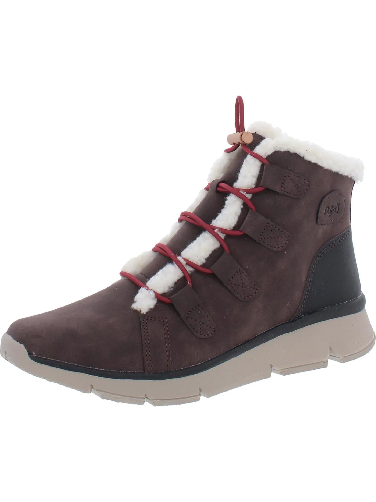 Womens Faux Leather Faux Fur Hiking Boots