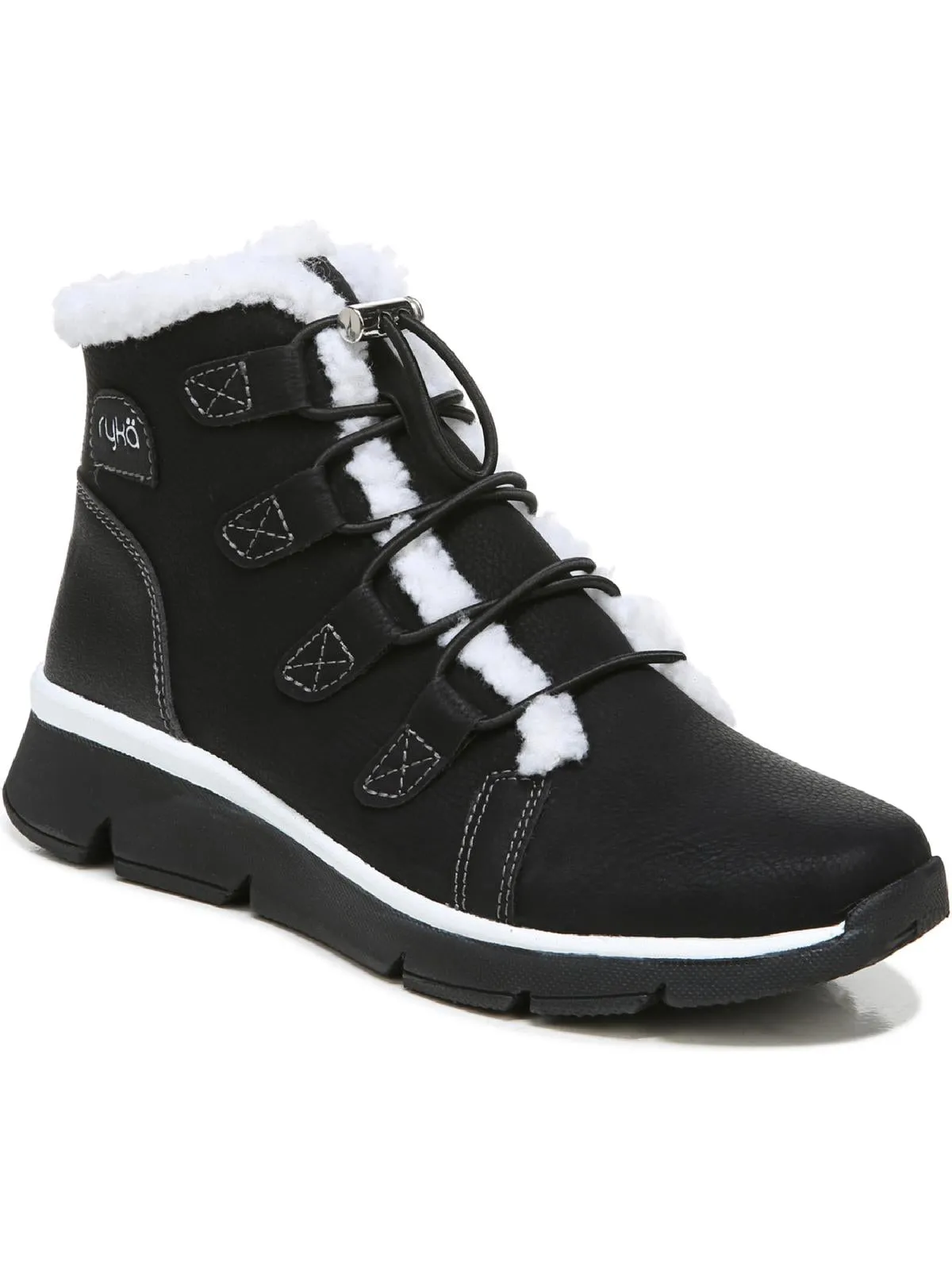 Womens Faux Leather Faux Fur Hiking Boots