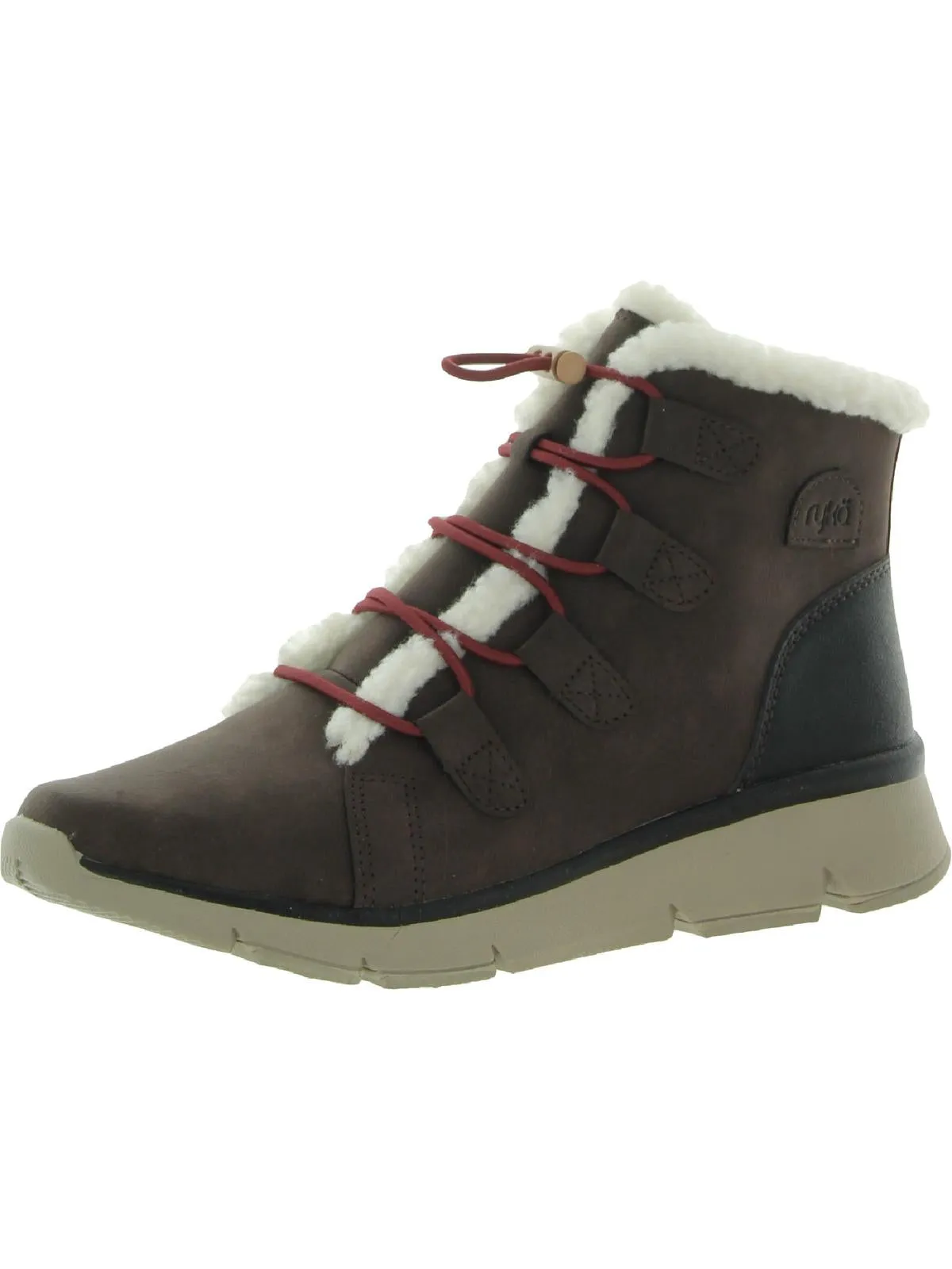 Womens Faux Leather Faux Fur Hiking Boots