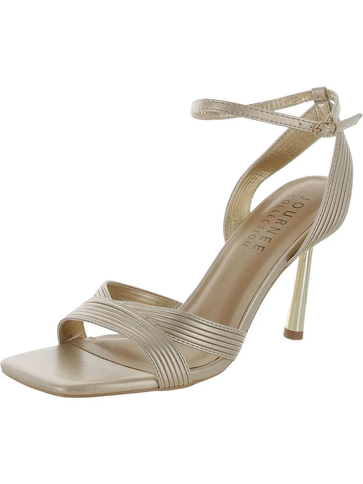 Womens Faux Leather Open Toe Pumps