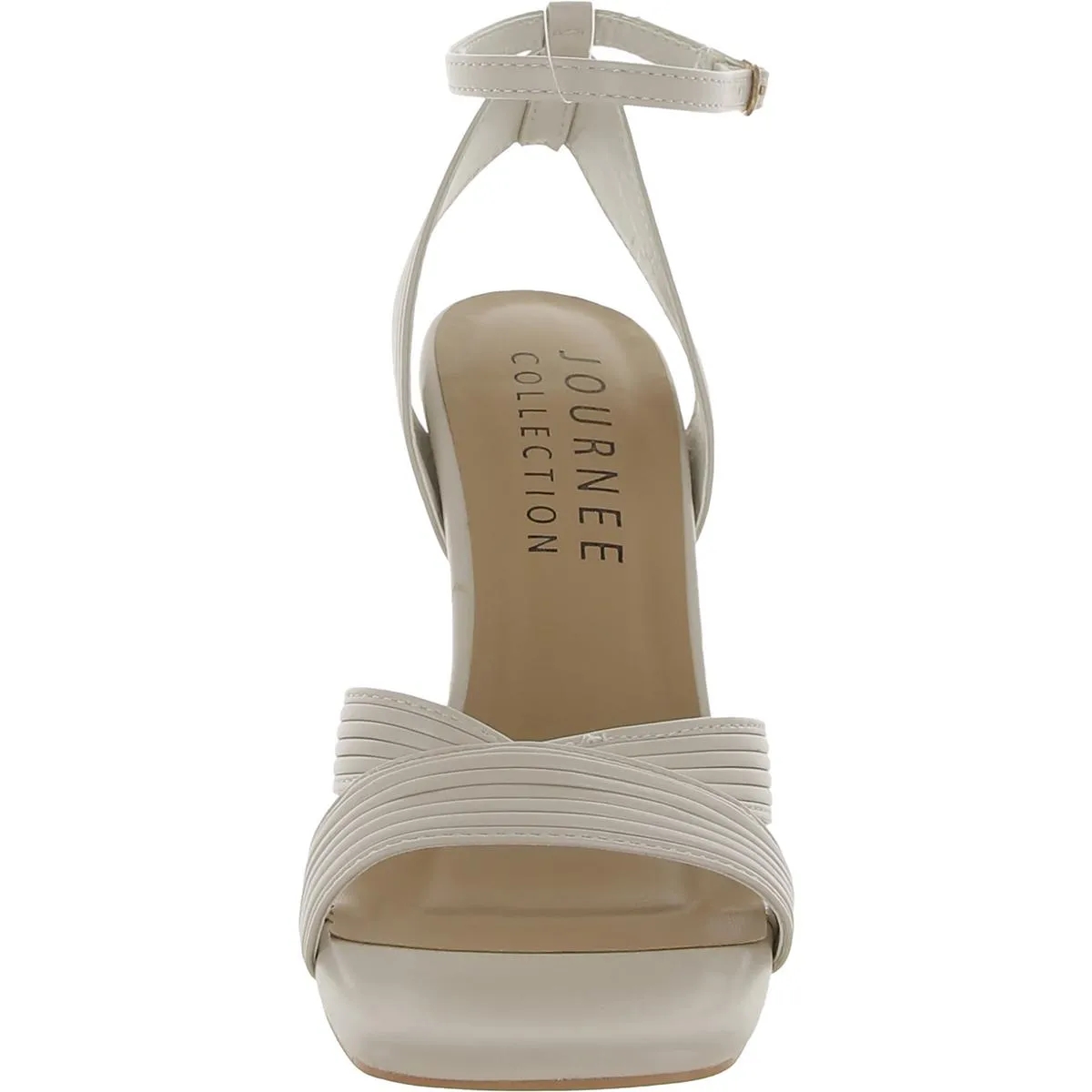 Womens Faux Leather Open Toe Pumps