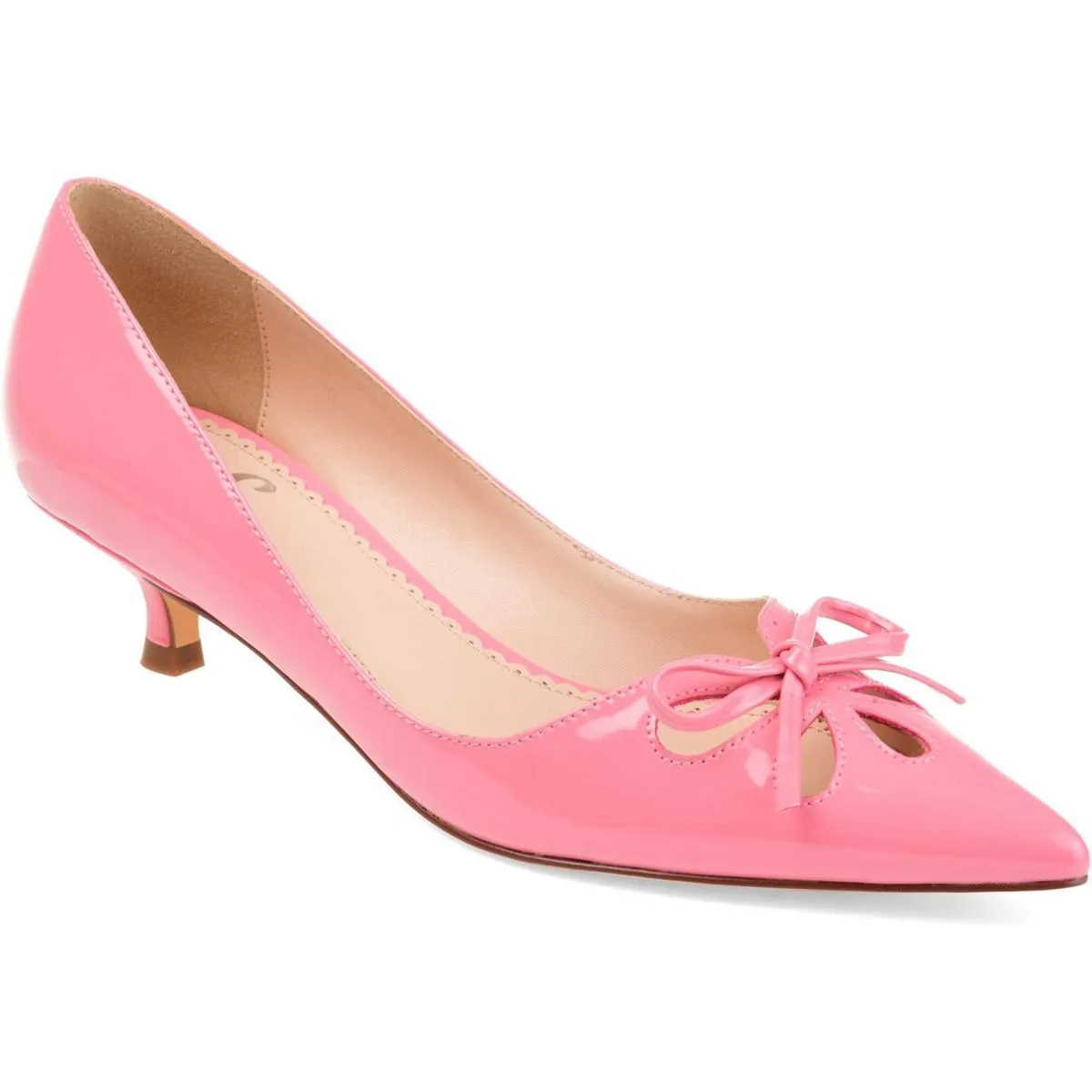 Womens Faux leather Pointed Toe Kitten Heels