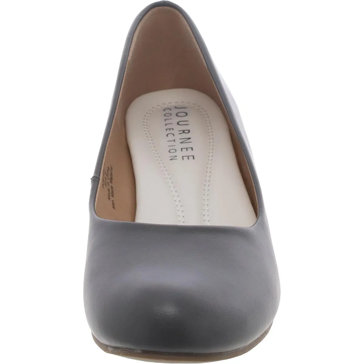 Womens Faux Leather Round Toe Kitten Heels