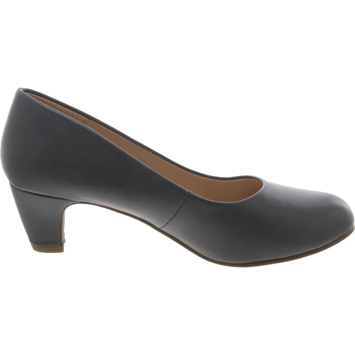 Womens Faux Leather Round Toe Kitten Heels