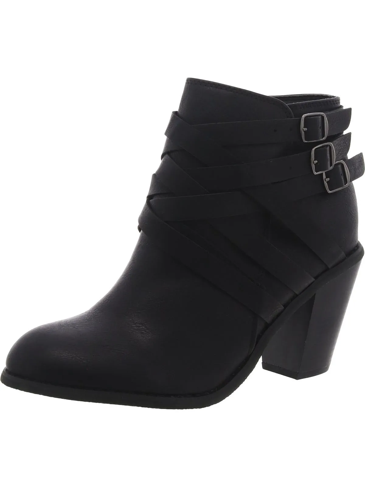 Womens Faux Leather Short Ankle Boots