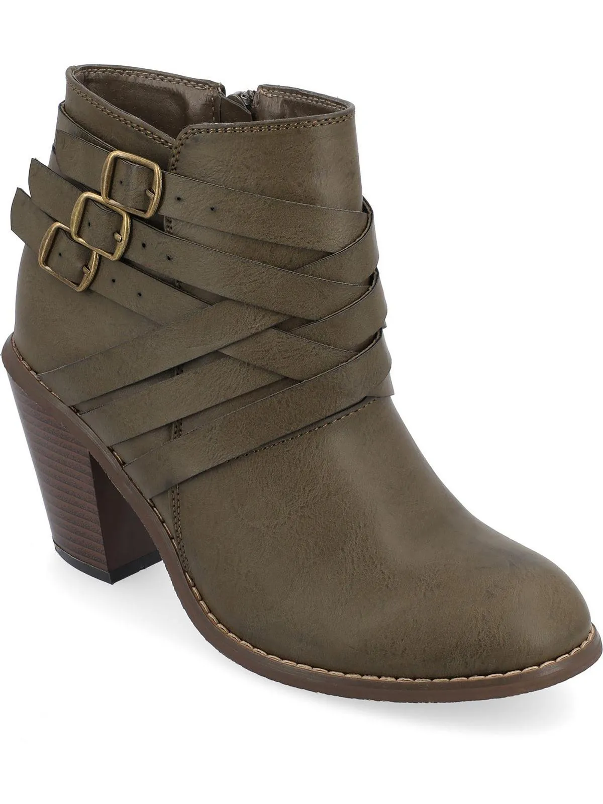Womens Faux Leather Short Ankle Boots