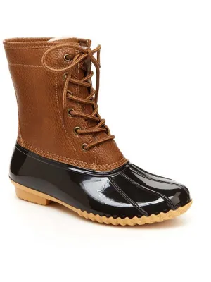 Womens Faux Leather Waterproof Mid-Calf Boots