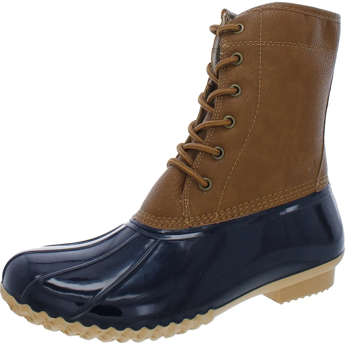 Womens Faux Leather Waterproof Mid-Calf Boots