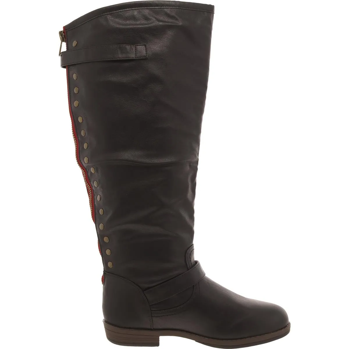 Womens Faux Leather Zipper Knee-High Boots
