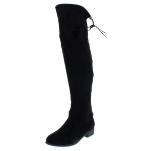 Womens Faux Suede Almond Toe Over-The-Knee Boots