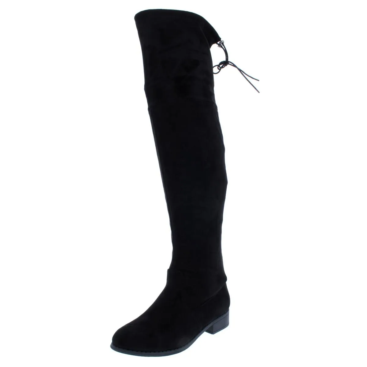 Womens Faux Suede Almond Toe Over-The-Knee Boots