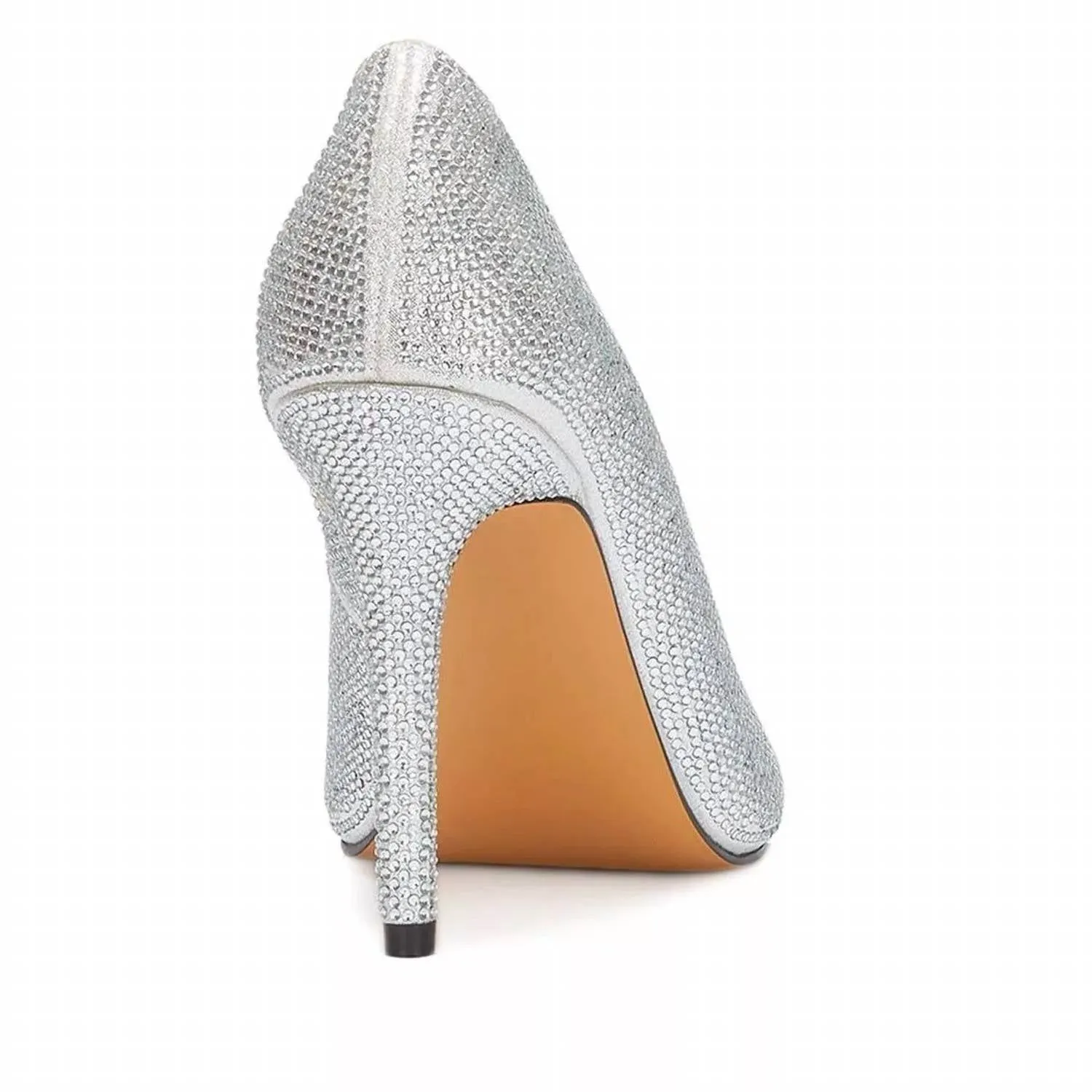 Women's High Heels With Rhinestones In Silver