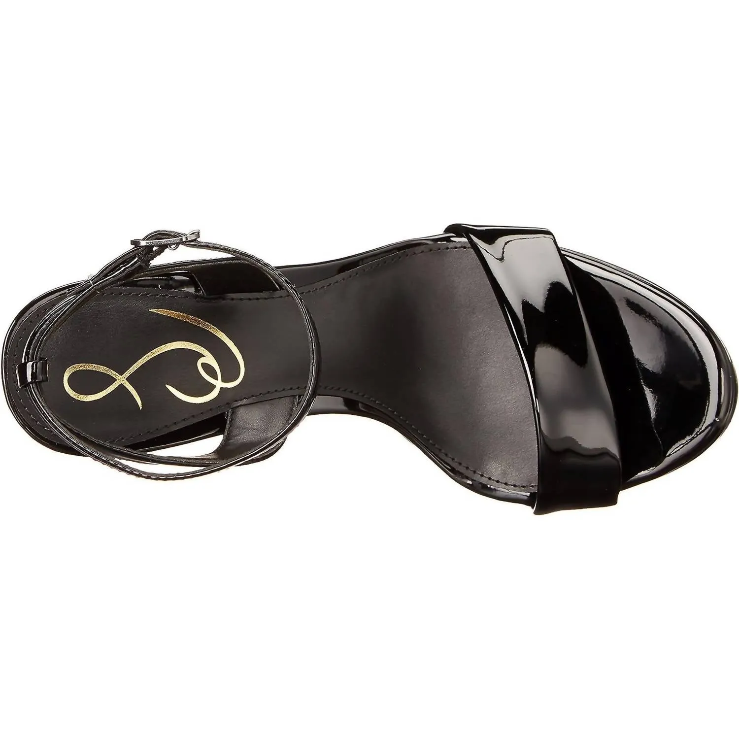 Women's Jade Patent Ankle Strap Heels In Black Patent