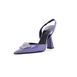 Women's La Medusa Slingback Pumps Satin with Crystals