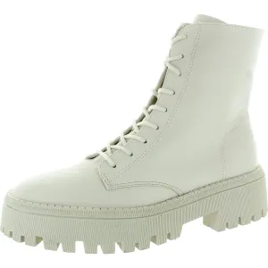 Womens Lace-Up Faux Leather Combat & Lace-Up Boots