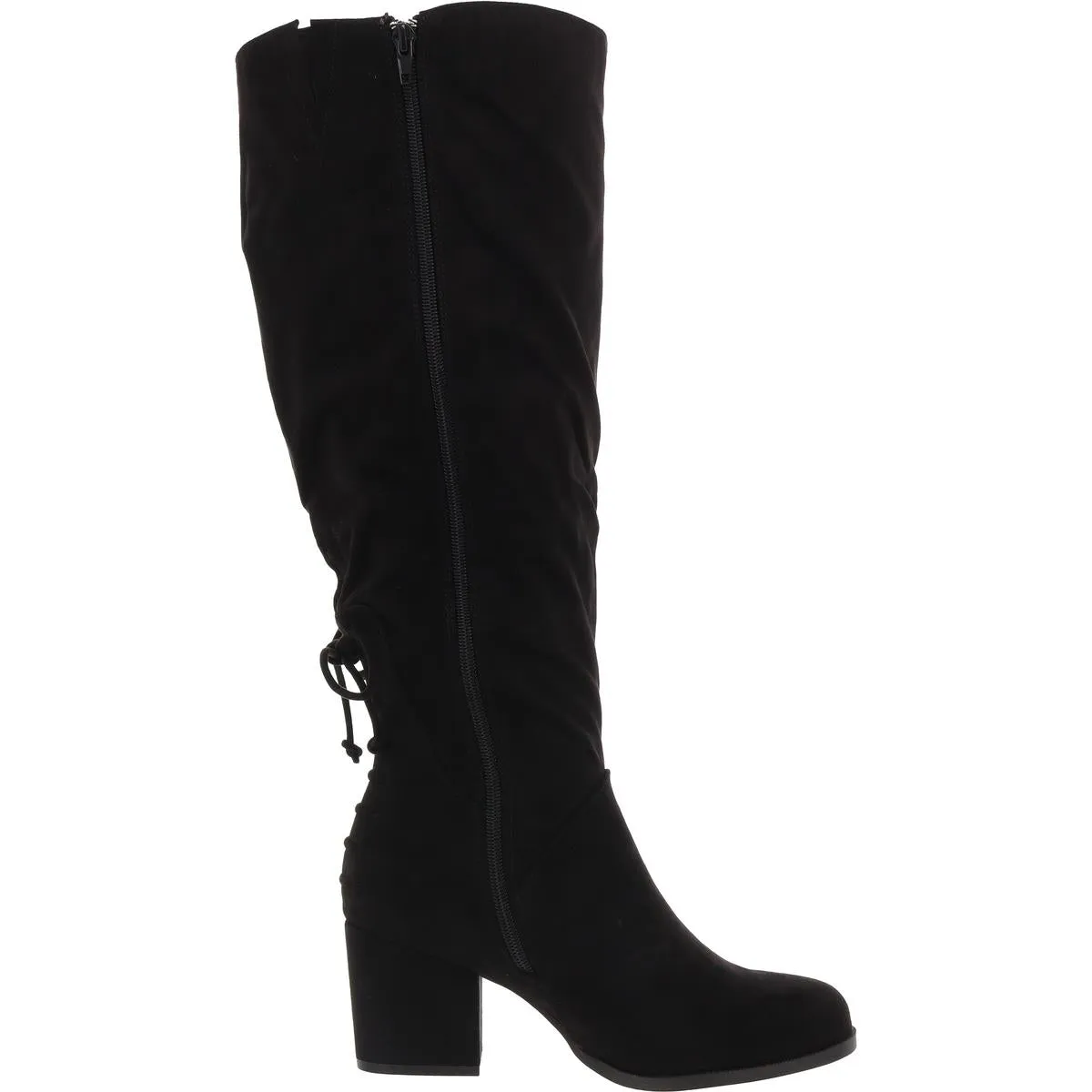 Womens Lace-Up Faux Suede Knee-High Boots