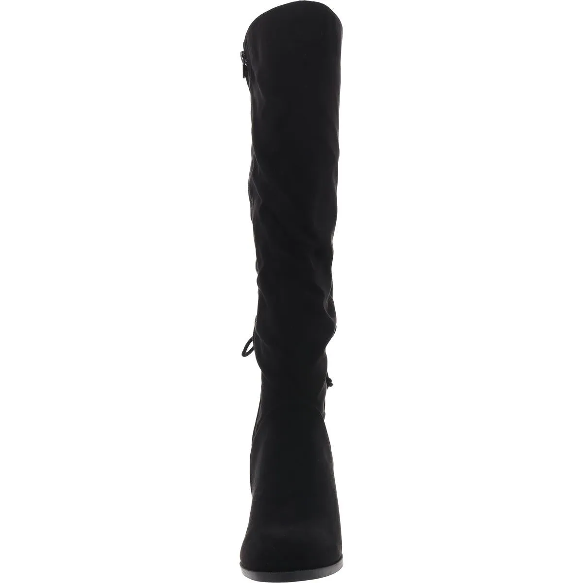 Womens Lace-Up Faux Suede Knee-High Boots