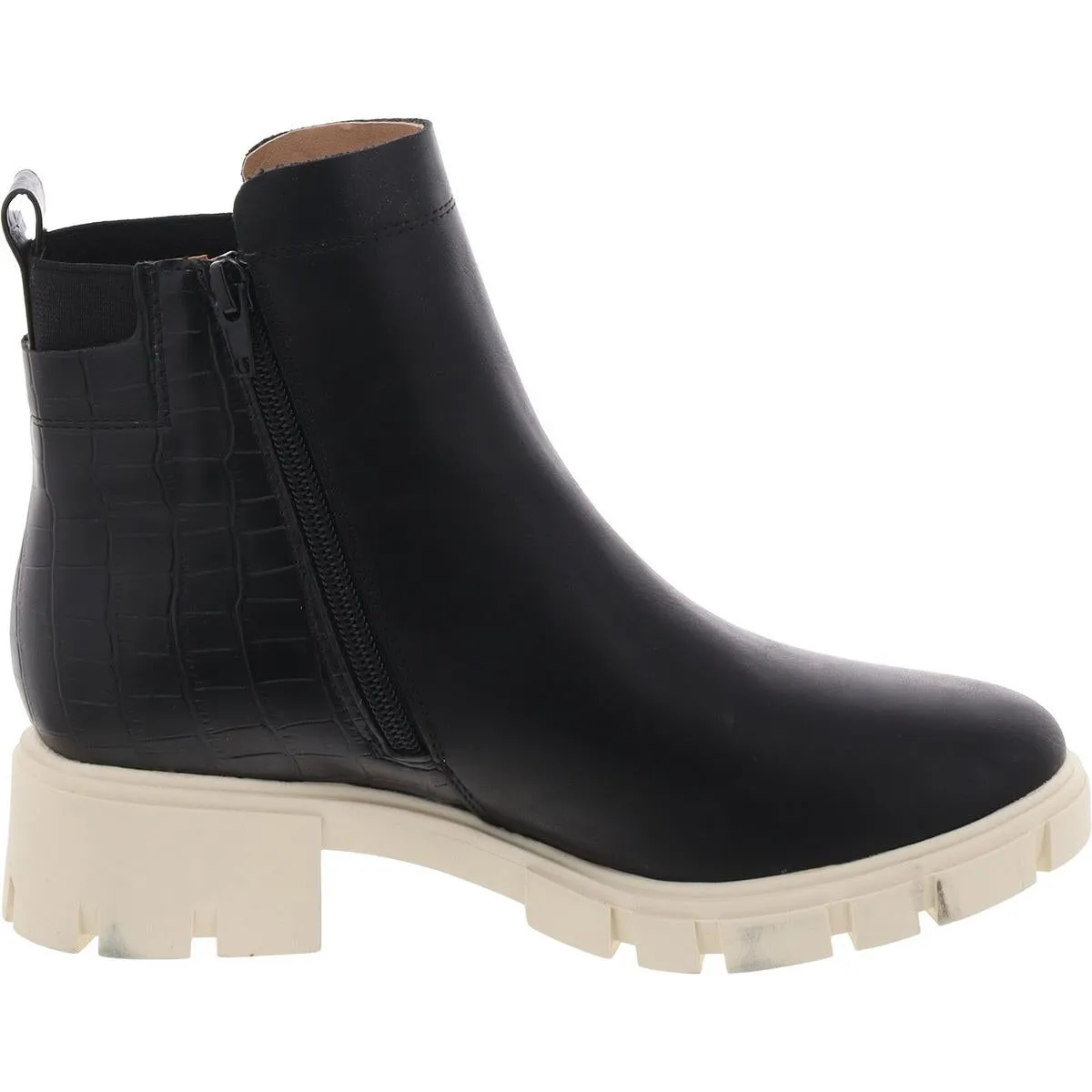 Womens Laser-Cut Faux Leather Chelsea Boots