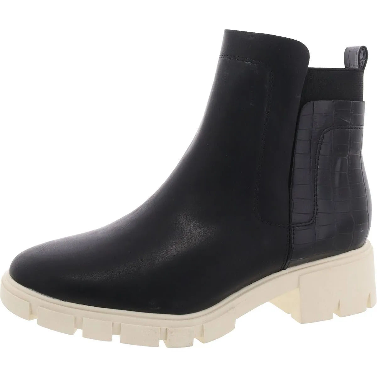 Womens Laser-Cut Faux Leather Chelsea Boots