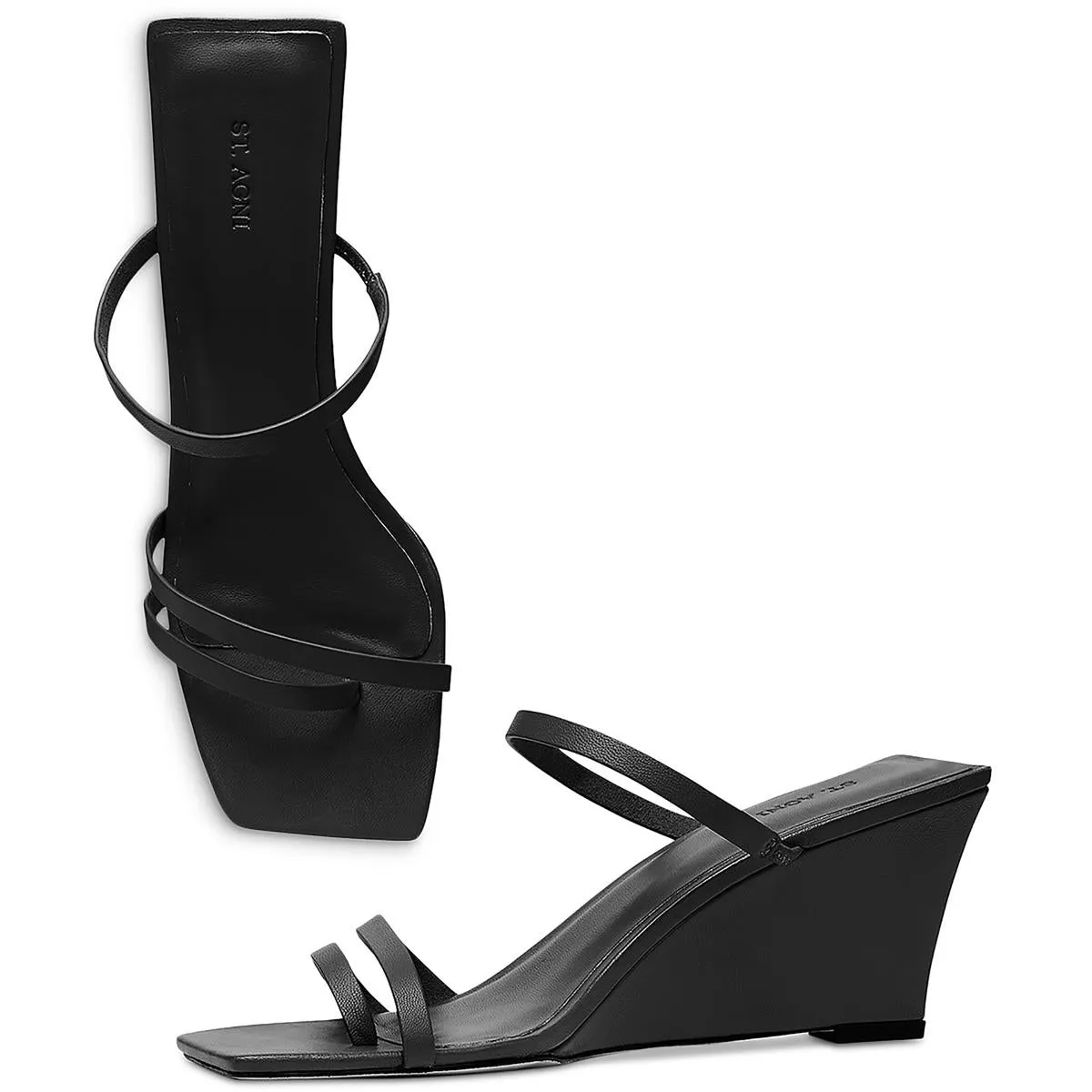 Womens Leather Ankle Wedge Heels