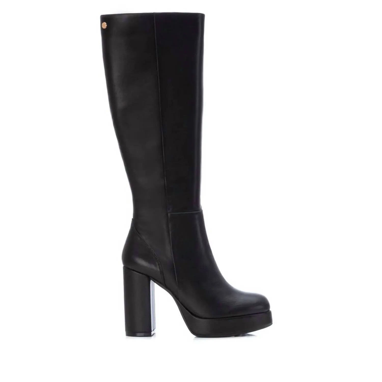 Women's Leather Lateral Zip Boots In Black