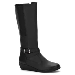 Women's Leather Riding Boots In Black