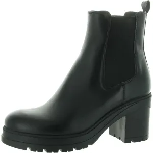 Womens Lugged Sole Faux Leather Ankle Boots