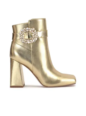 Women's Luminna Block Heeled Bootie In Gold