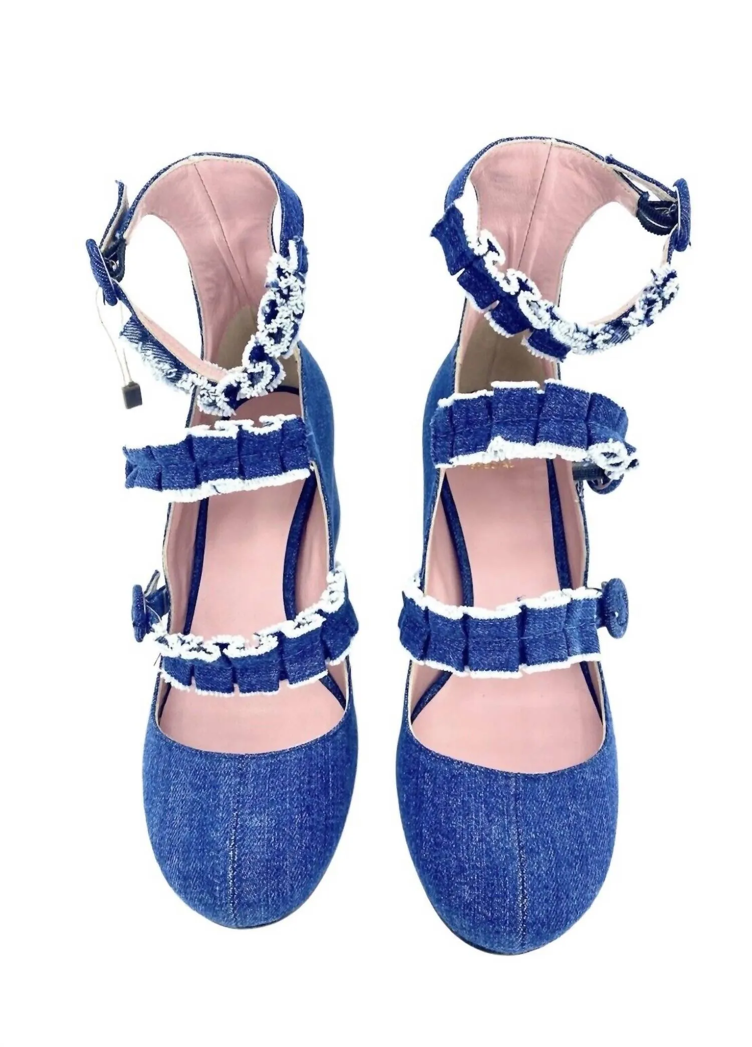 Women's Mary Jane Triple Buckle Heels In Blue
