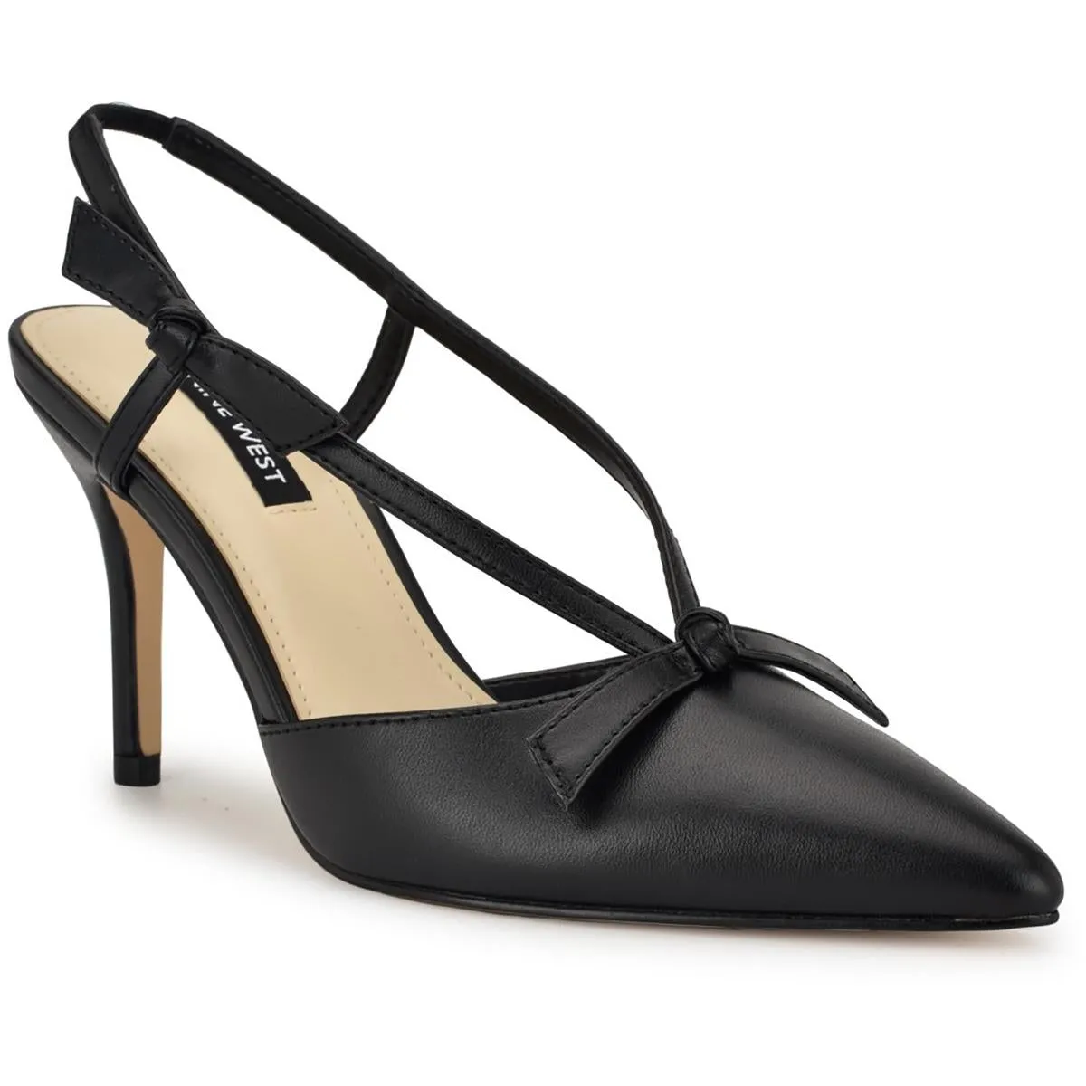 Womens Metallic Faux Leather Slingback Heels
