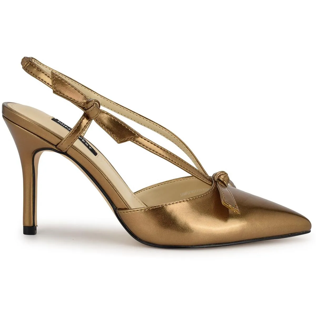 Womens Metallic Faux Leather Slingback Heels