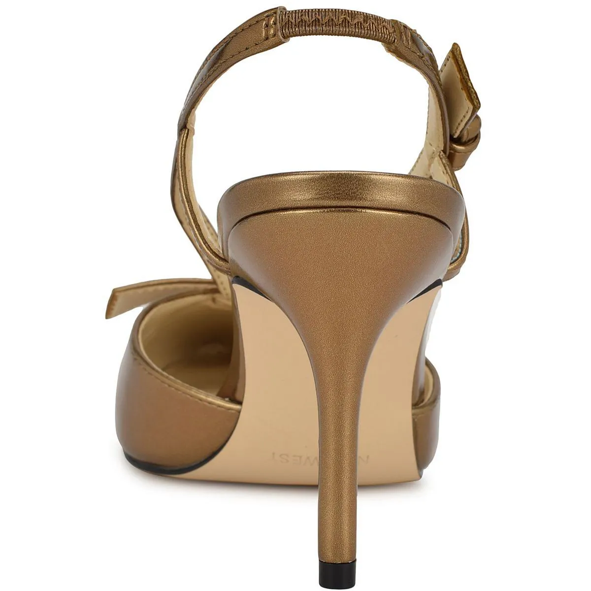 Womens Metallic Faux Leather Slingback Heels