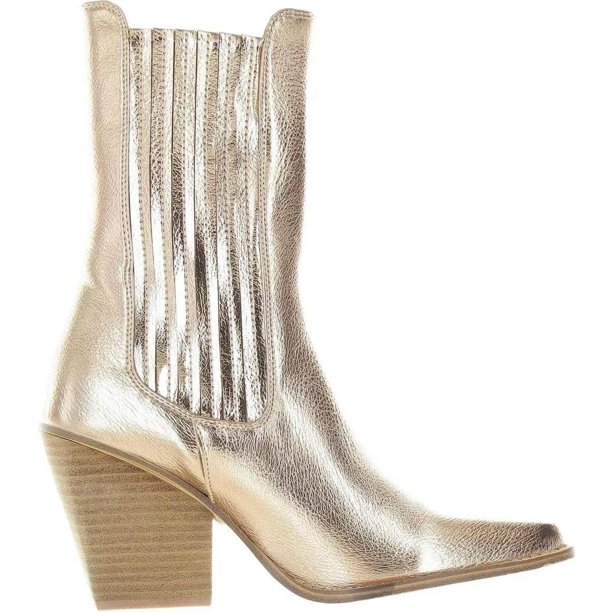Womens Metallic Mid-Calf Boots