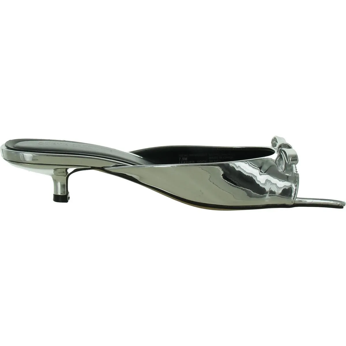 Womens Metallic Square Toe Kitten Heels