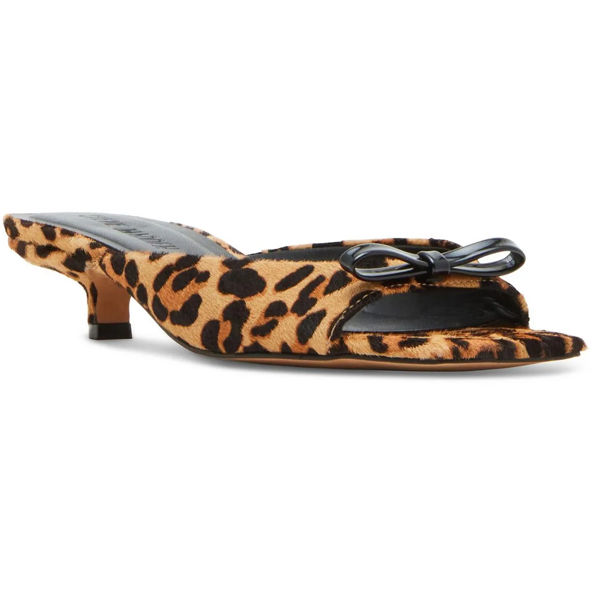 Womens Metallic Square Toe Kitten Heels