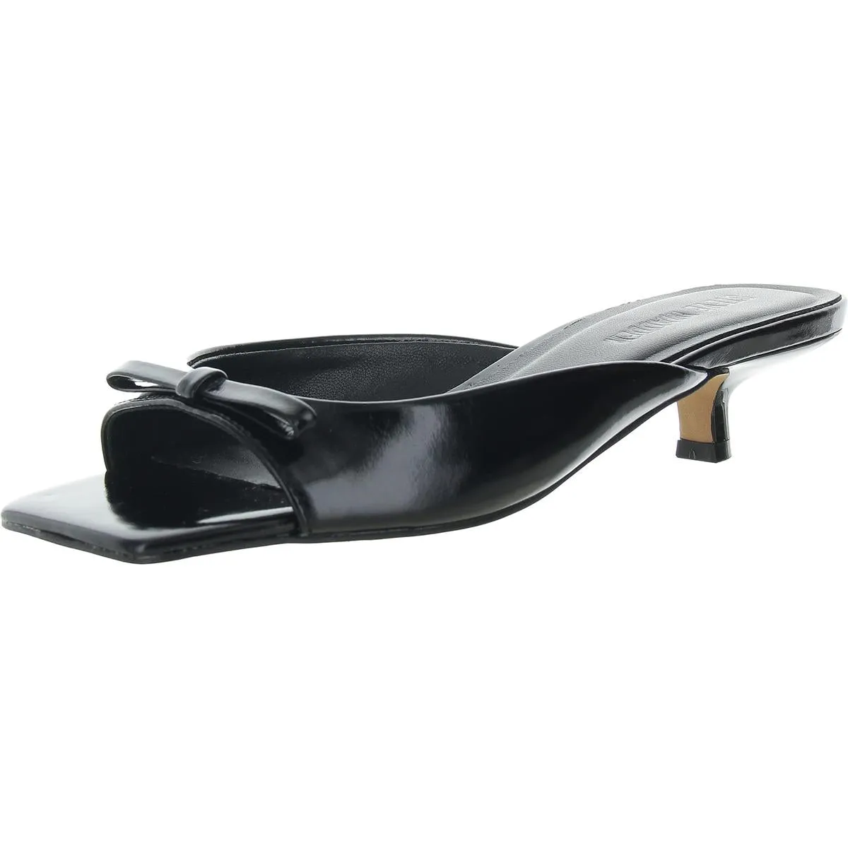 Womens Metallic Square Toe Kitten Heels