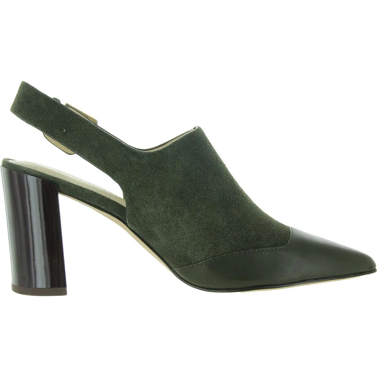 Womens Mixed Media Leather Slingback Heels
